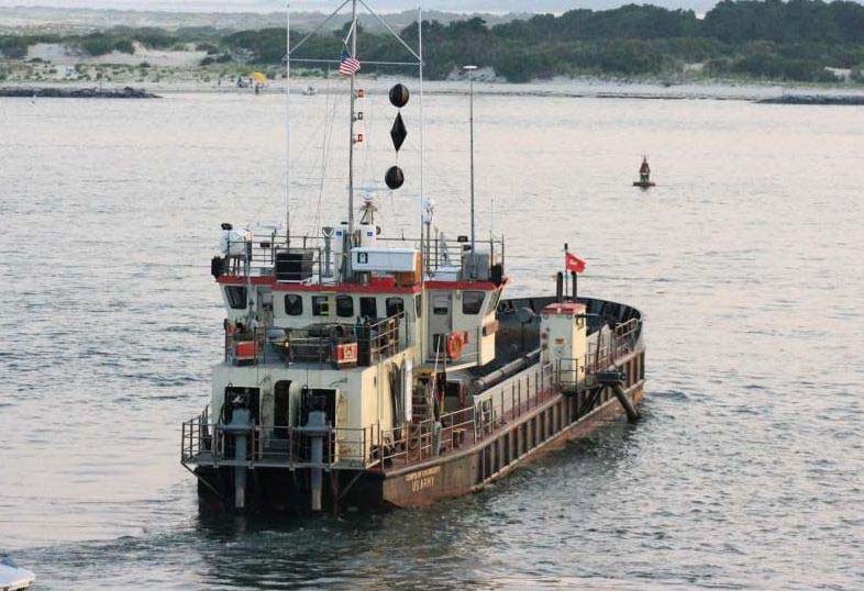 a custom dredge in the water