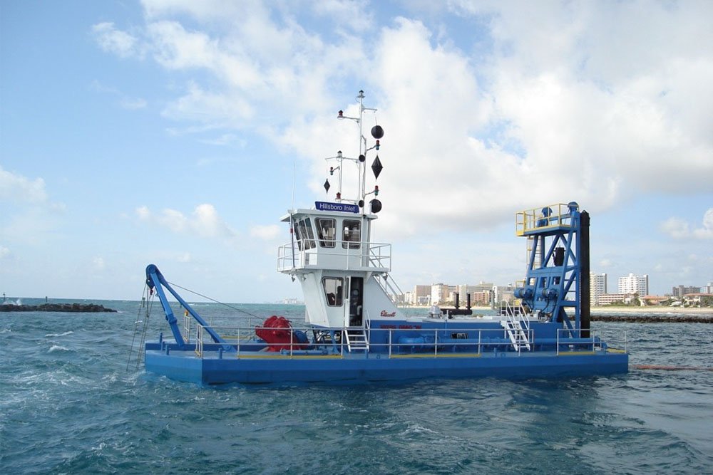 Coastal dredge in ocean
